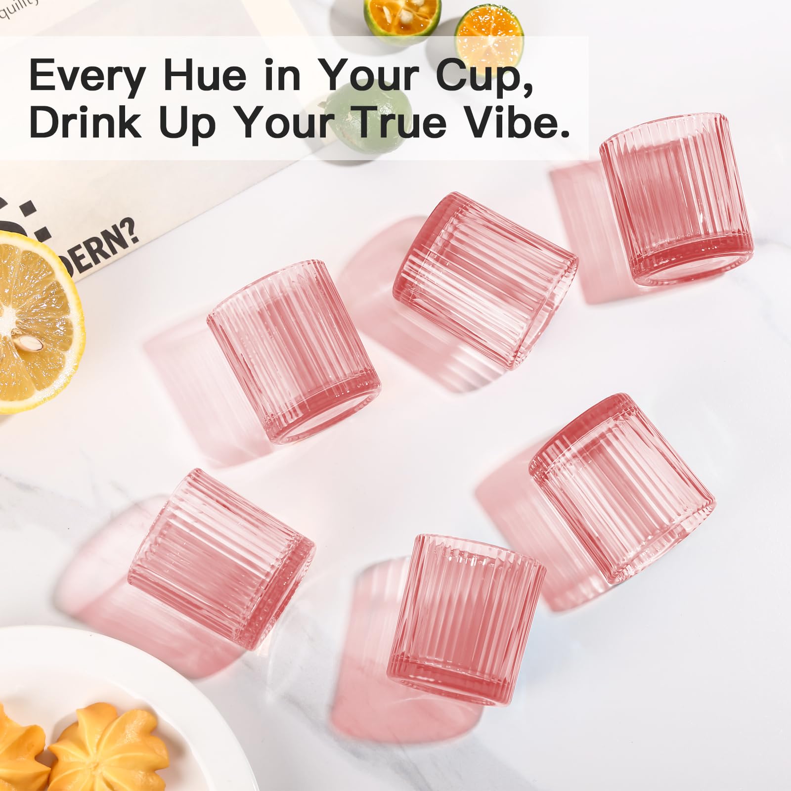 Set de 6 chupitos rosa de JOVGANK, ideal para reuniones.