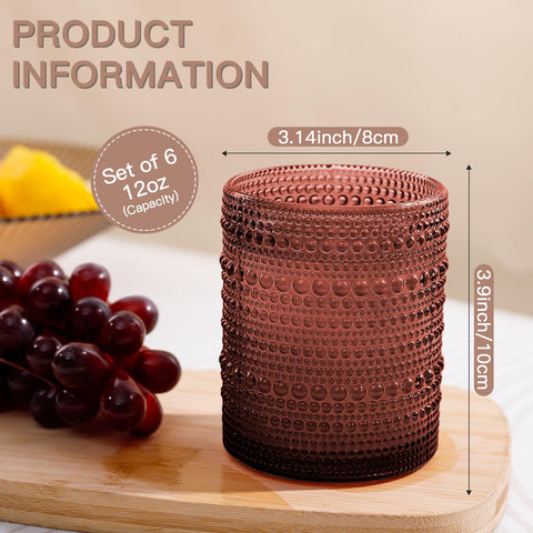 Vaso con relieve hobnail, uso diario cómodo para cócteles y jugos
