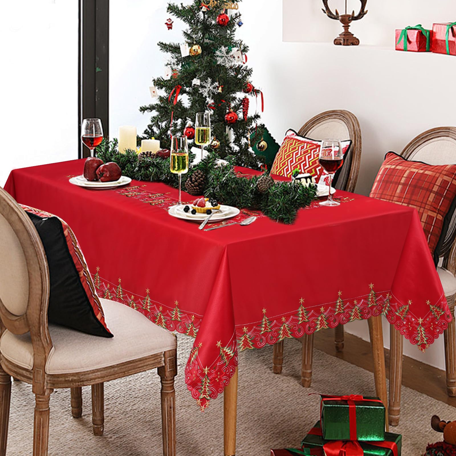 Mantel Jovialix preparado para cenas navideñas y reuniones.