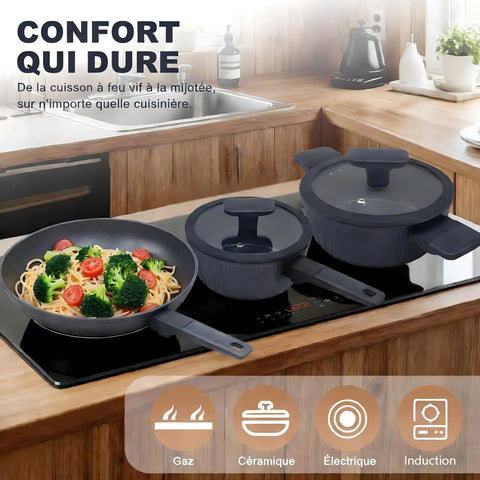 Olla Jovire cerámica 8 pulgadas con tapa, ideal para hervir.