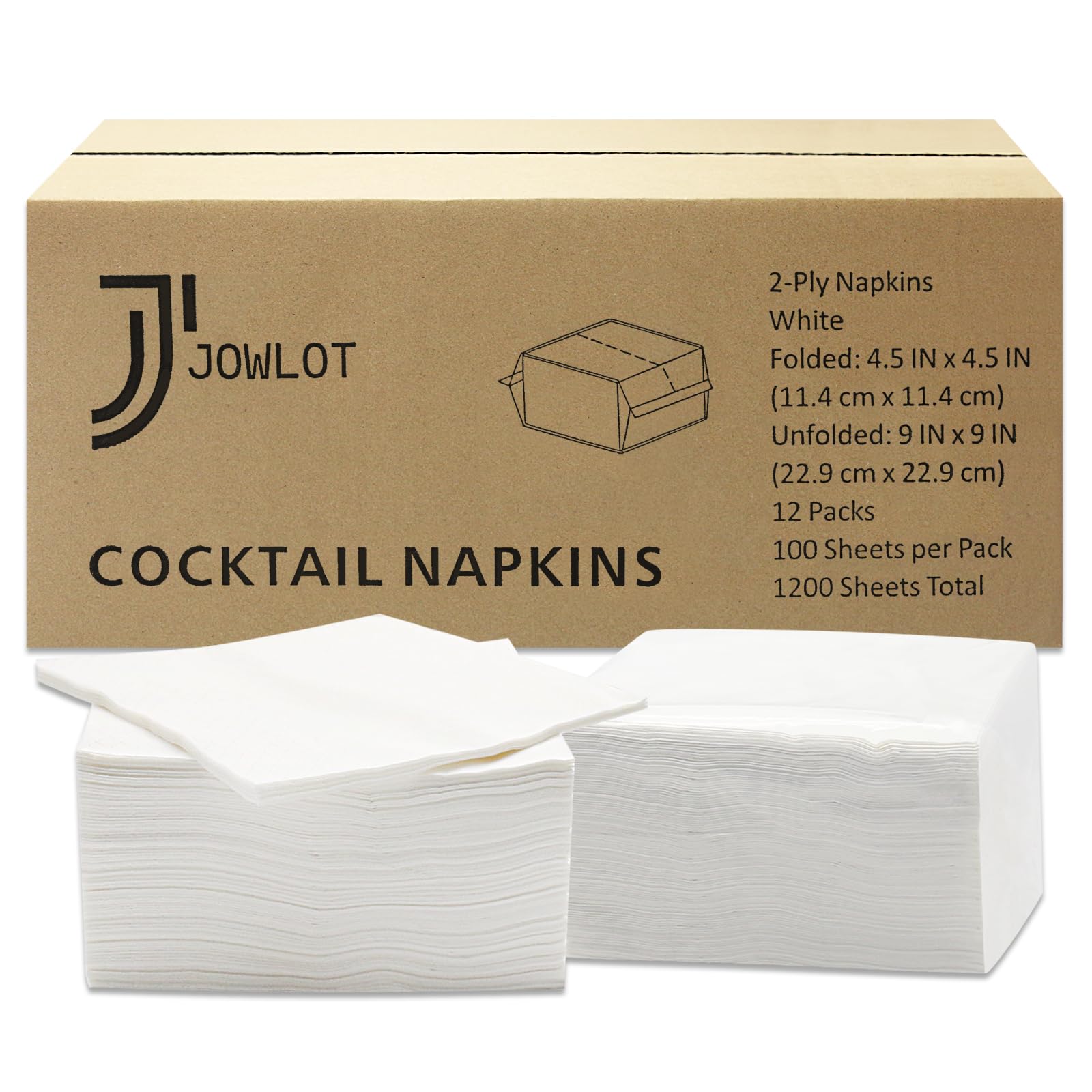 JOWLOT servilletas cóctel, caja de 12 paquetes, almacenamiento práctico para eventos.