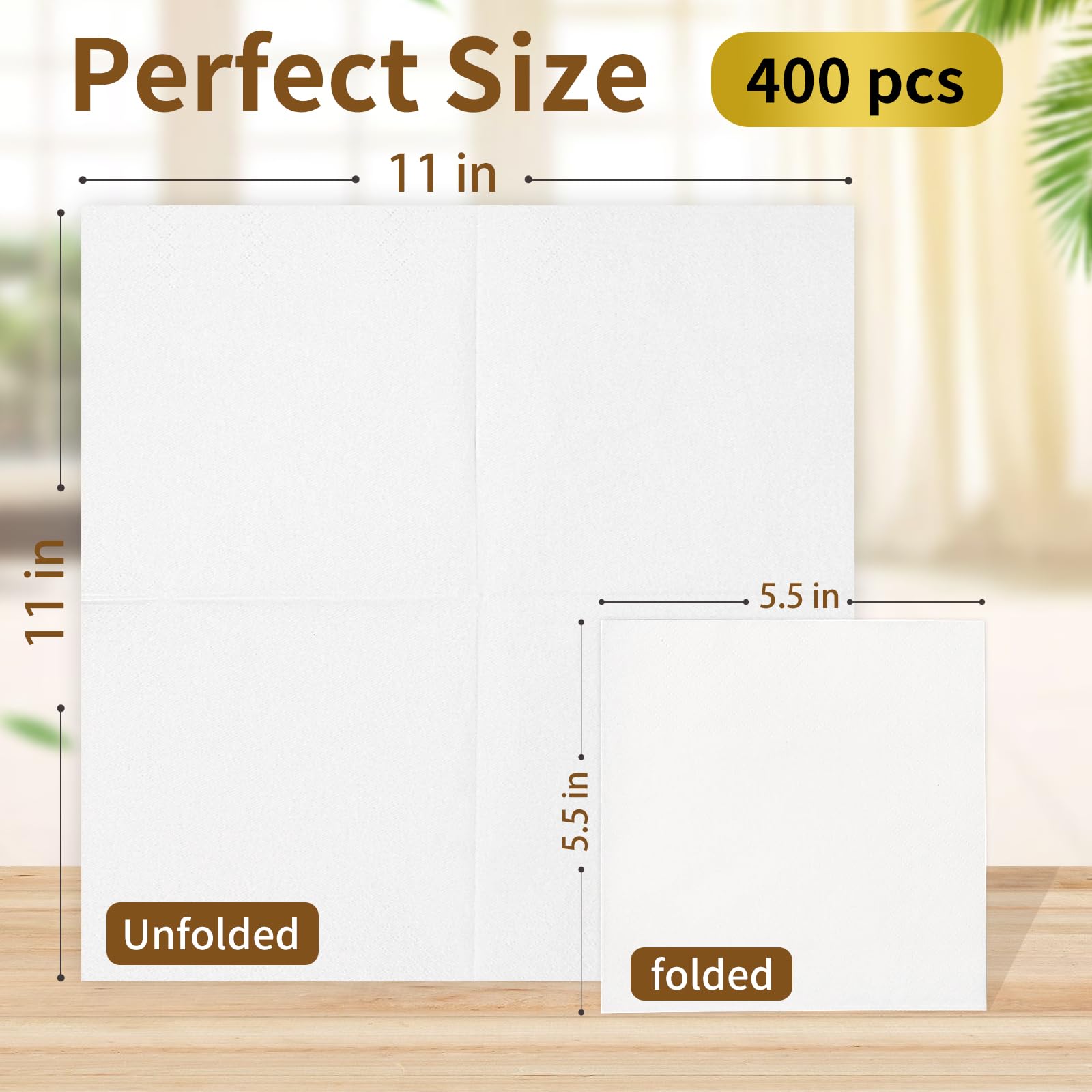 Servilletas JOWLOT de cóctel, dos capas blancas, textura suave y absorbente.