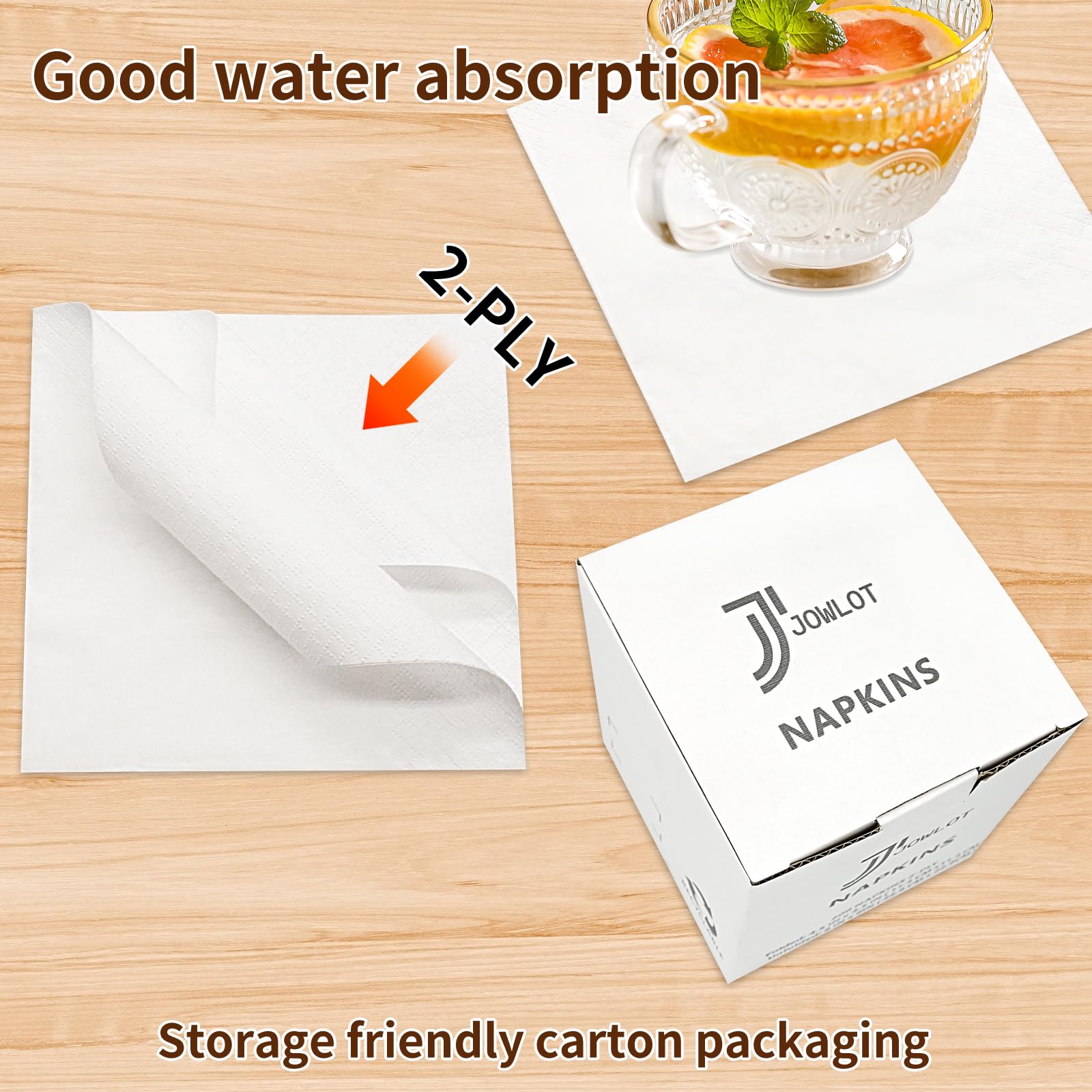 JOWLOT servilletas coctel 2 capas, duraderas y suaves para uso diario.