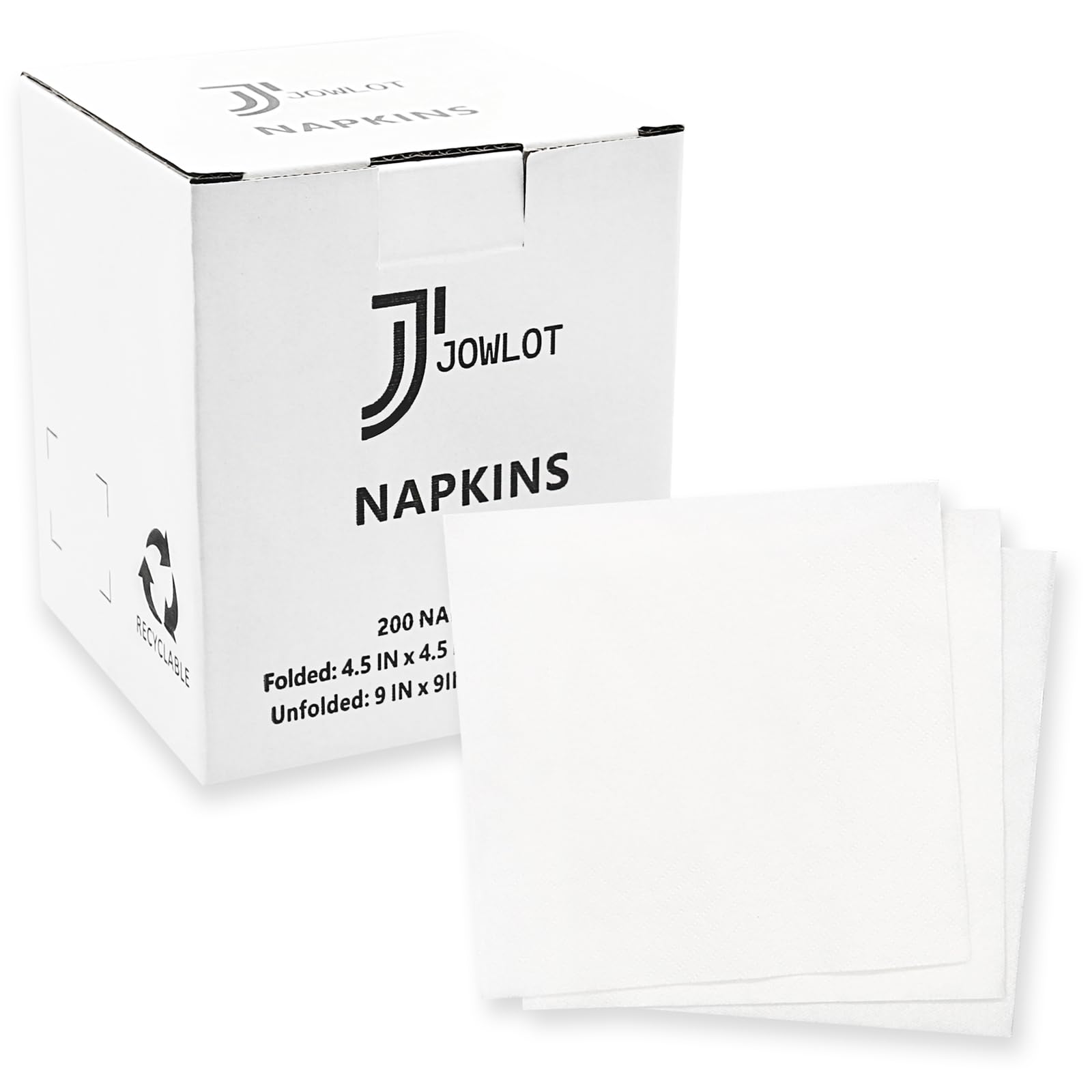 JOWLOT servilletas coctel 9x9 desplegadas, tamaño perfecto para eventos y limpieza rápida.