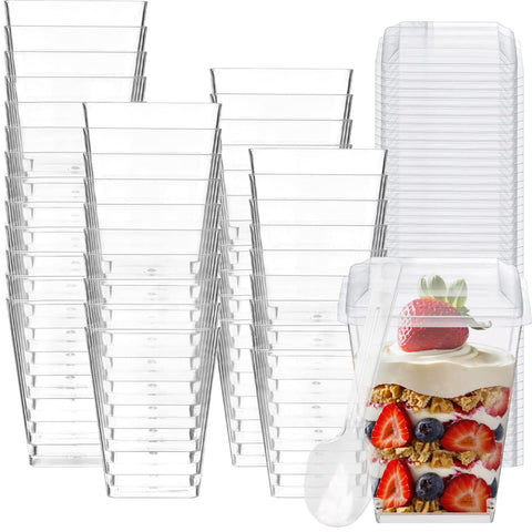 Vaso postre Joy Akkess 5 onzas con tapa para porciones individuales