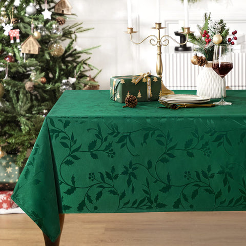 Mantel Joybest navidad jacquard verde frente para cenas festivas elegantes