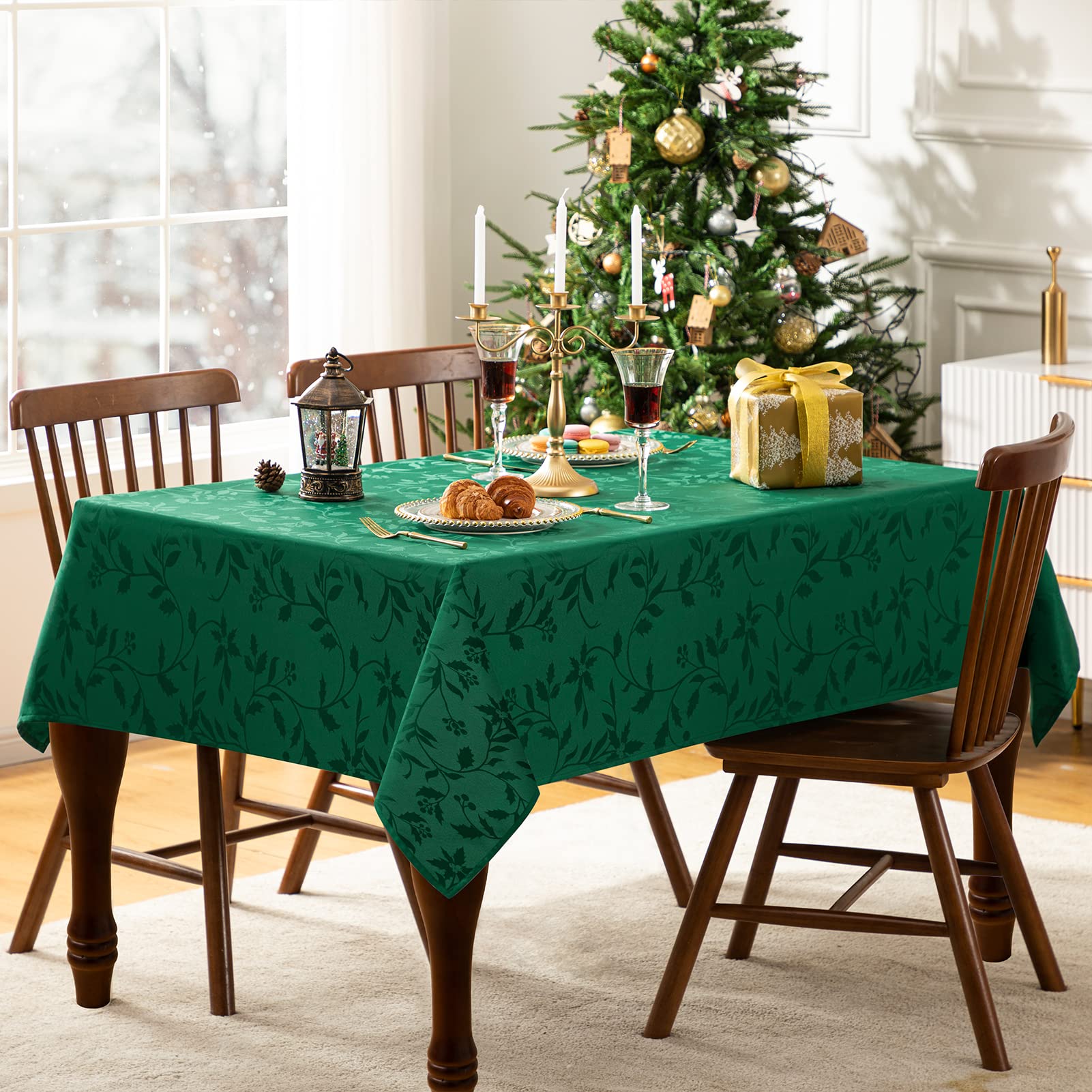 Joybest mantel navidad jacquard verde tacto suave y resistente