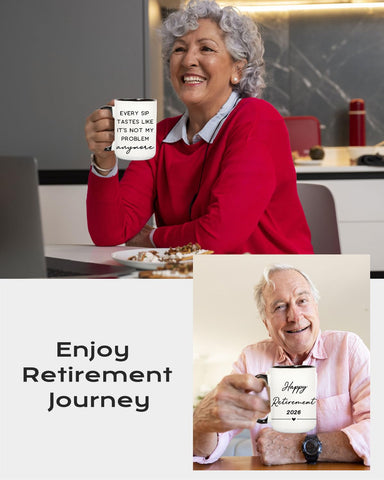 Joybloks taza retiro lista para celebrar una jubilación con humor.