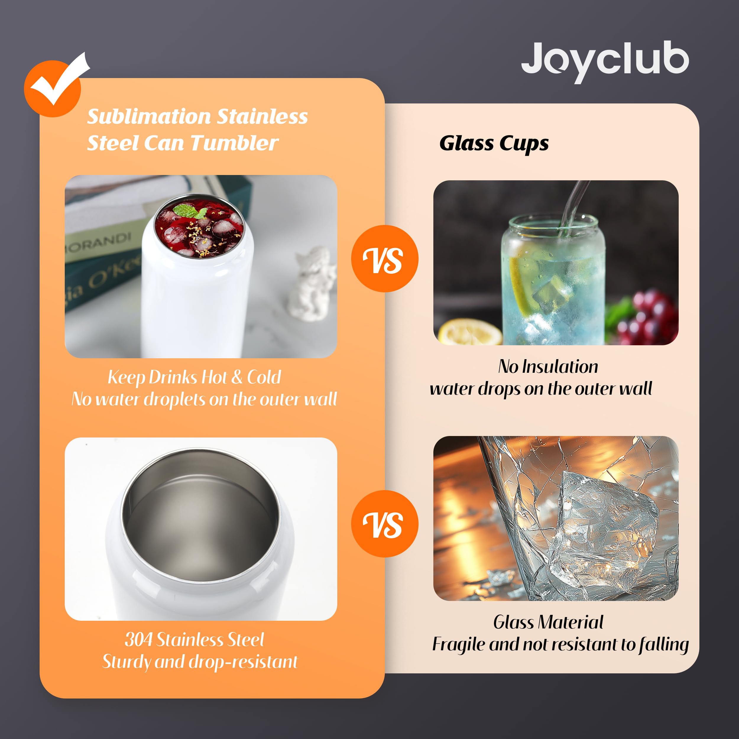 Joyclub tumbler sublimación 16oz, compatible con diseños personalizados.