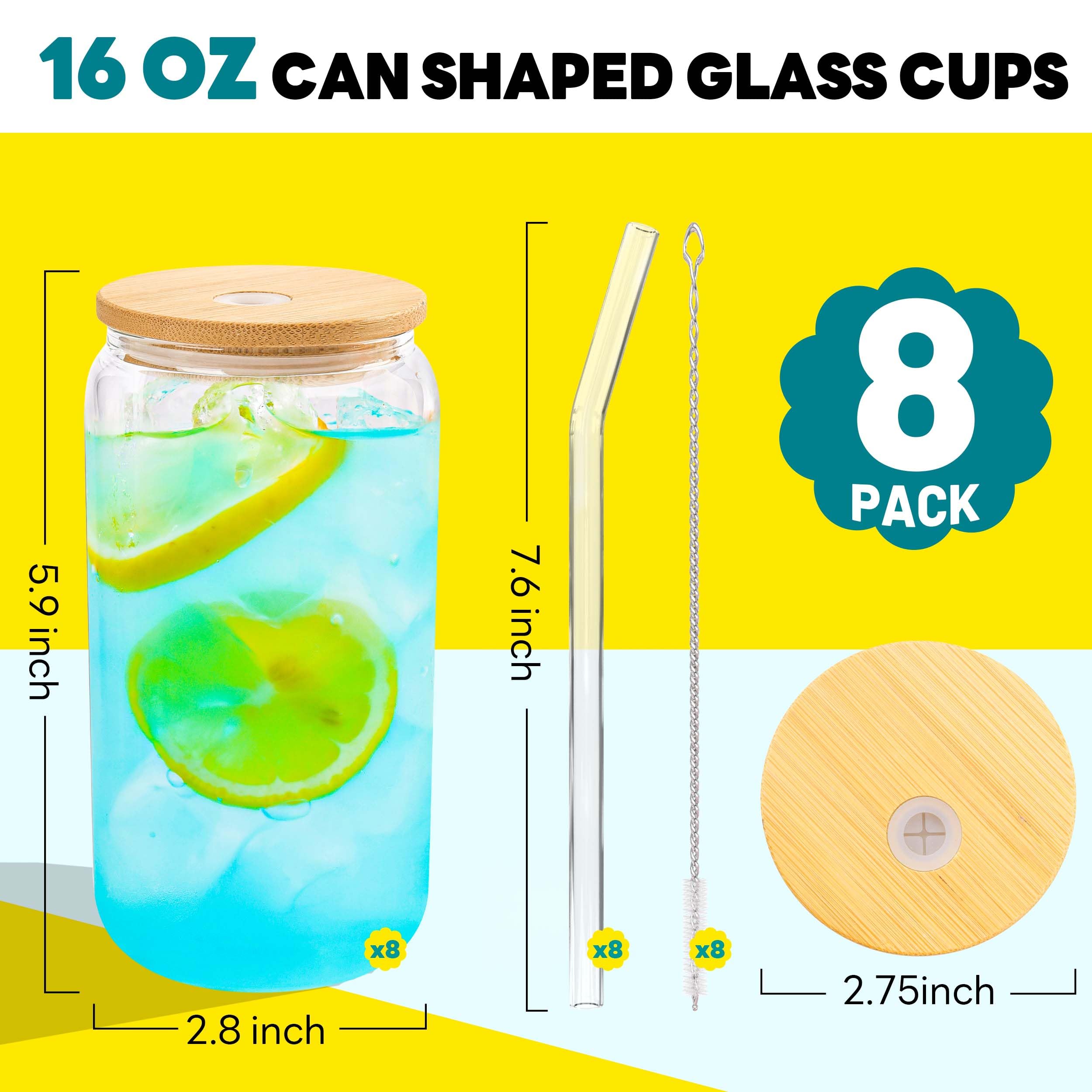 Vaso de cristal Joyclub de 16 oz con color y claridad para bebidas
