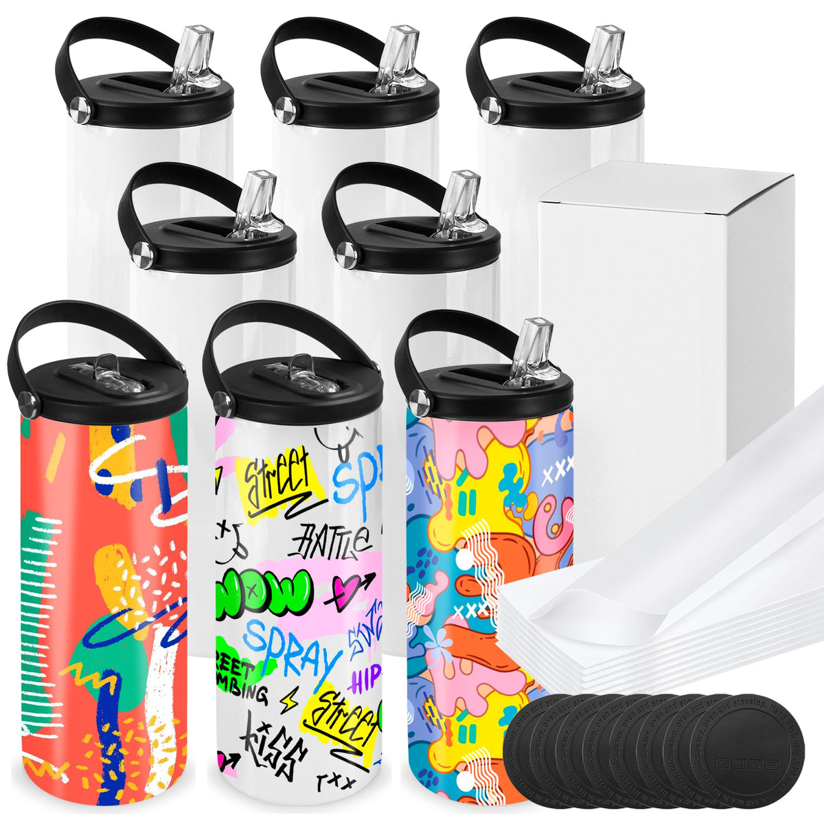 Joyclub 8-pack vasos sublimacion 20 onzas, doble pared para bebidas frías o calientes.