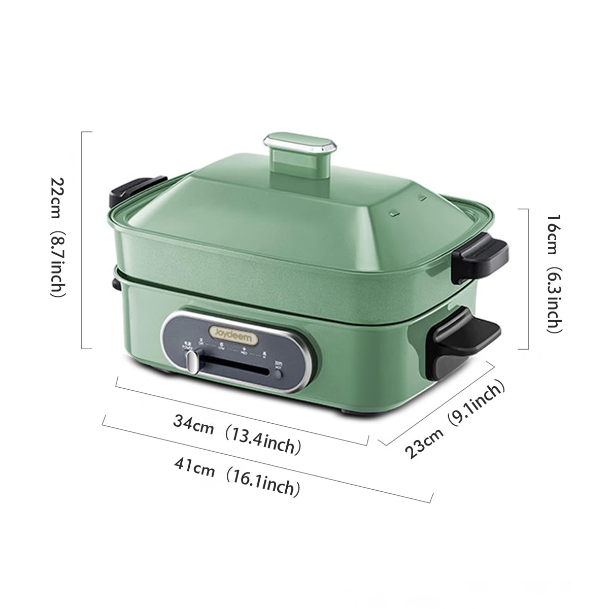 JOYDEEM 3 en 1, tapa metálica y opciones ampliables para cocinar.