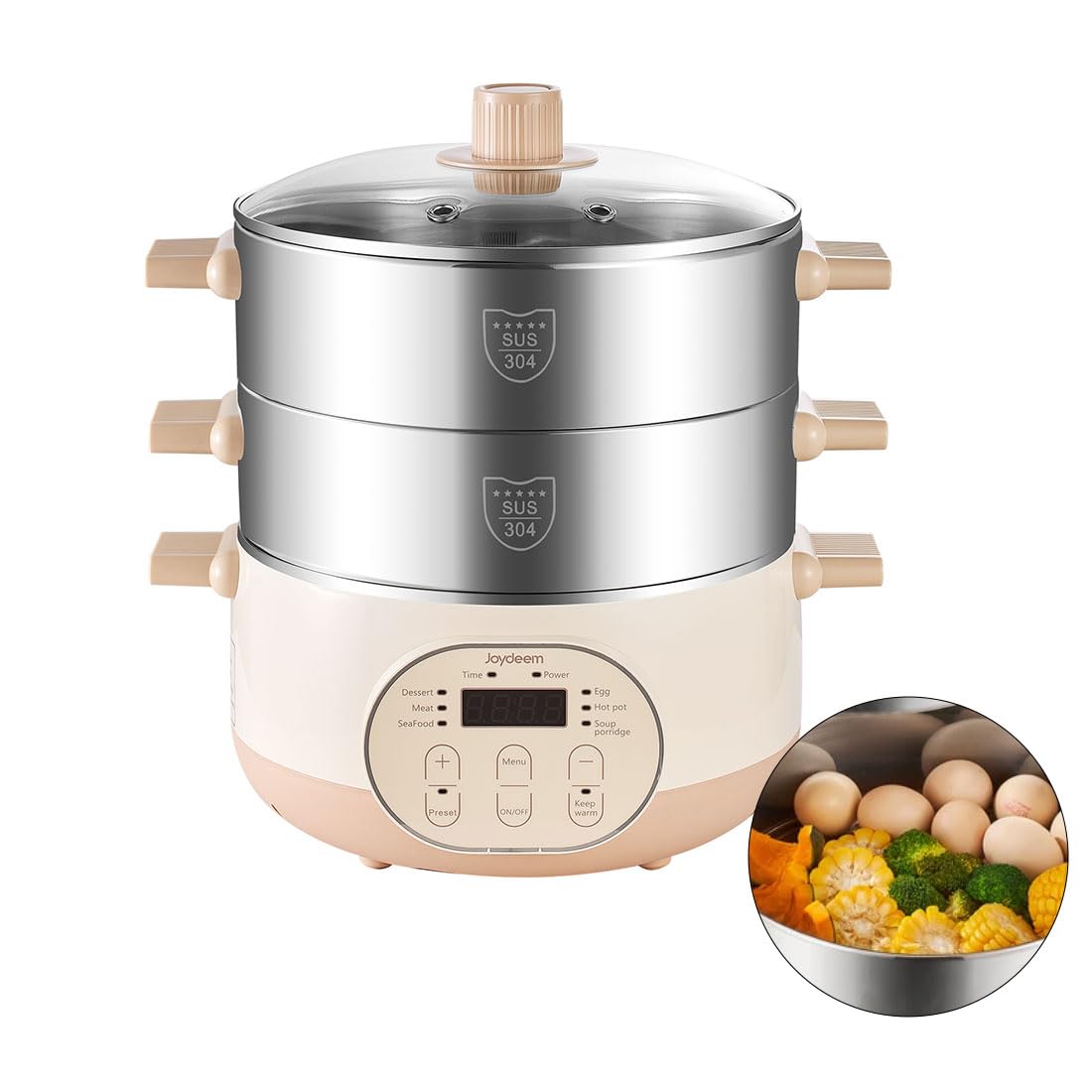 Vaporera JOYDEEM eléctrica de 15L, ideal para grandes porciones y familias.