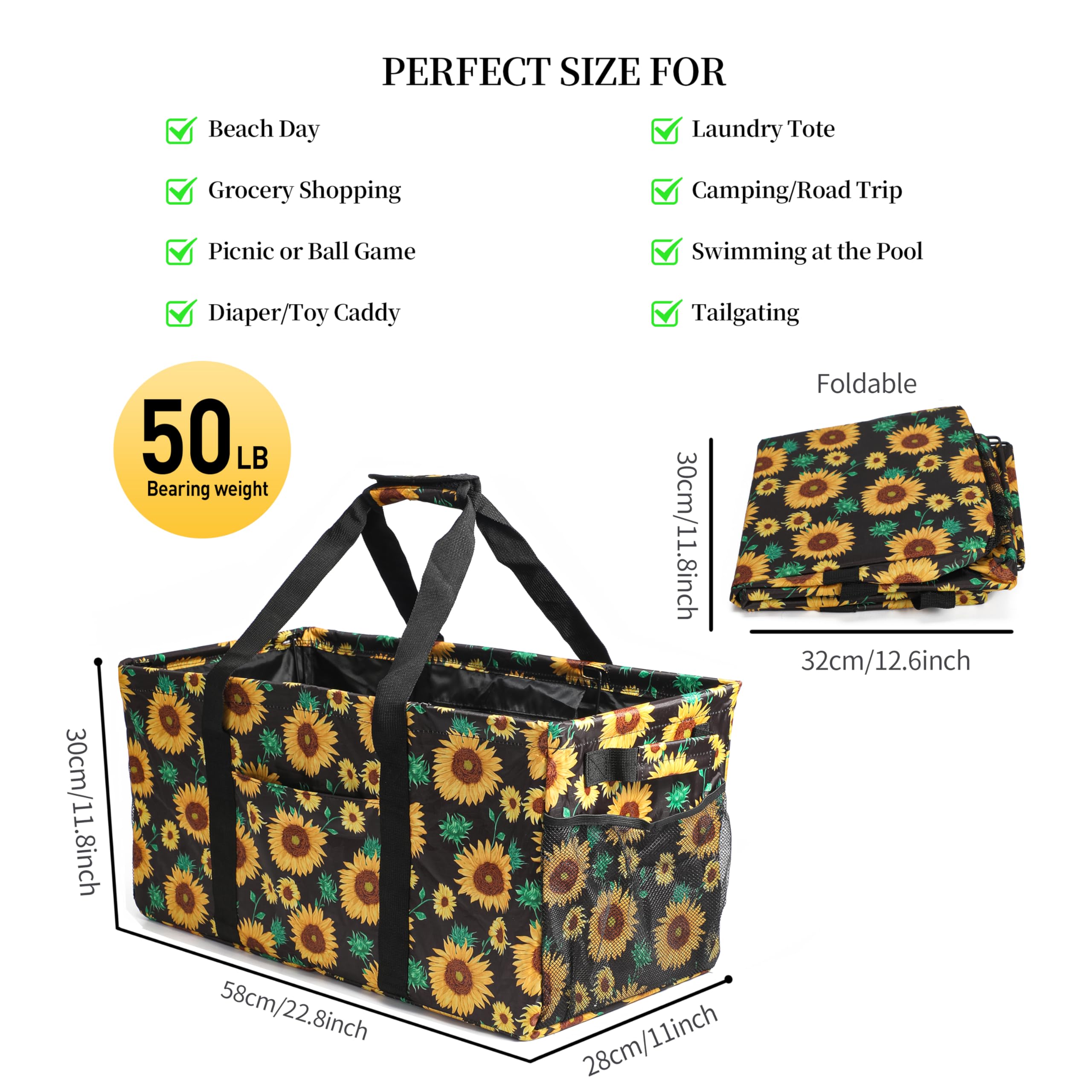 Joyfol Day bolsa tote plegable ideal para guardar en cualquier auto o bolso.