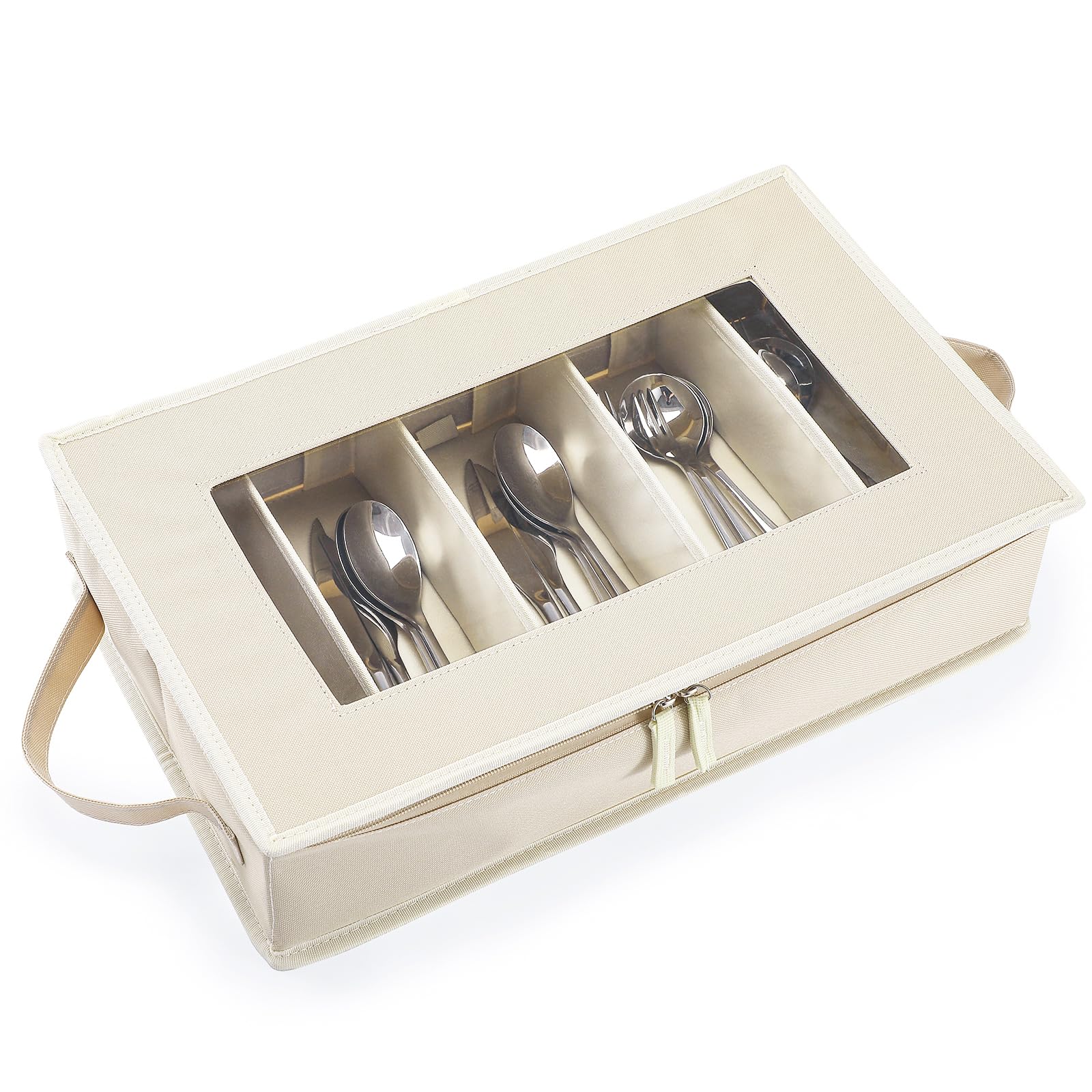 Joyfol Day estuche para cubiertos beige de gran capacidad protege cubiertos del polvo y daños
