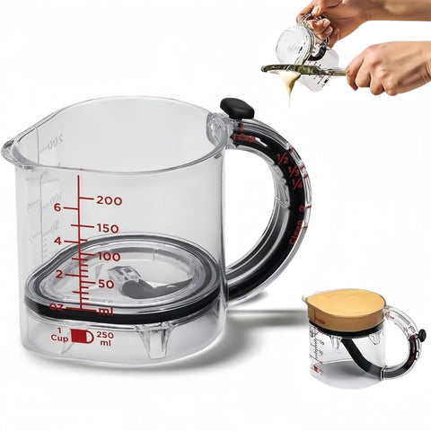 JOYGIEE Taza Medición 4-en-1 – base-raspador evita desperdicios y limpieza rápida