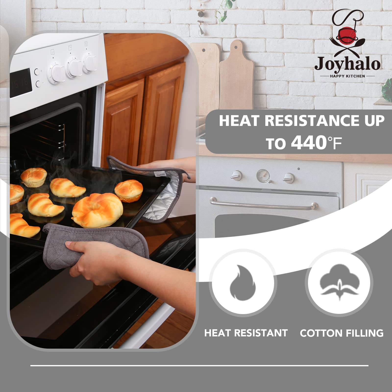 Joyhalo agarradera para horno gris, agarre firme al retirar bandejas