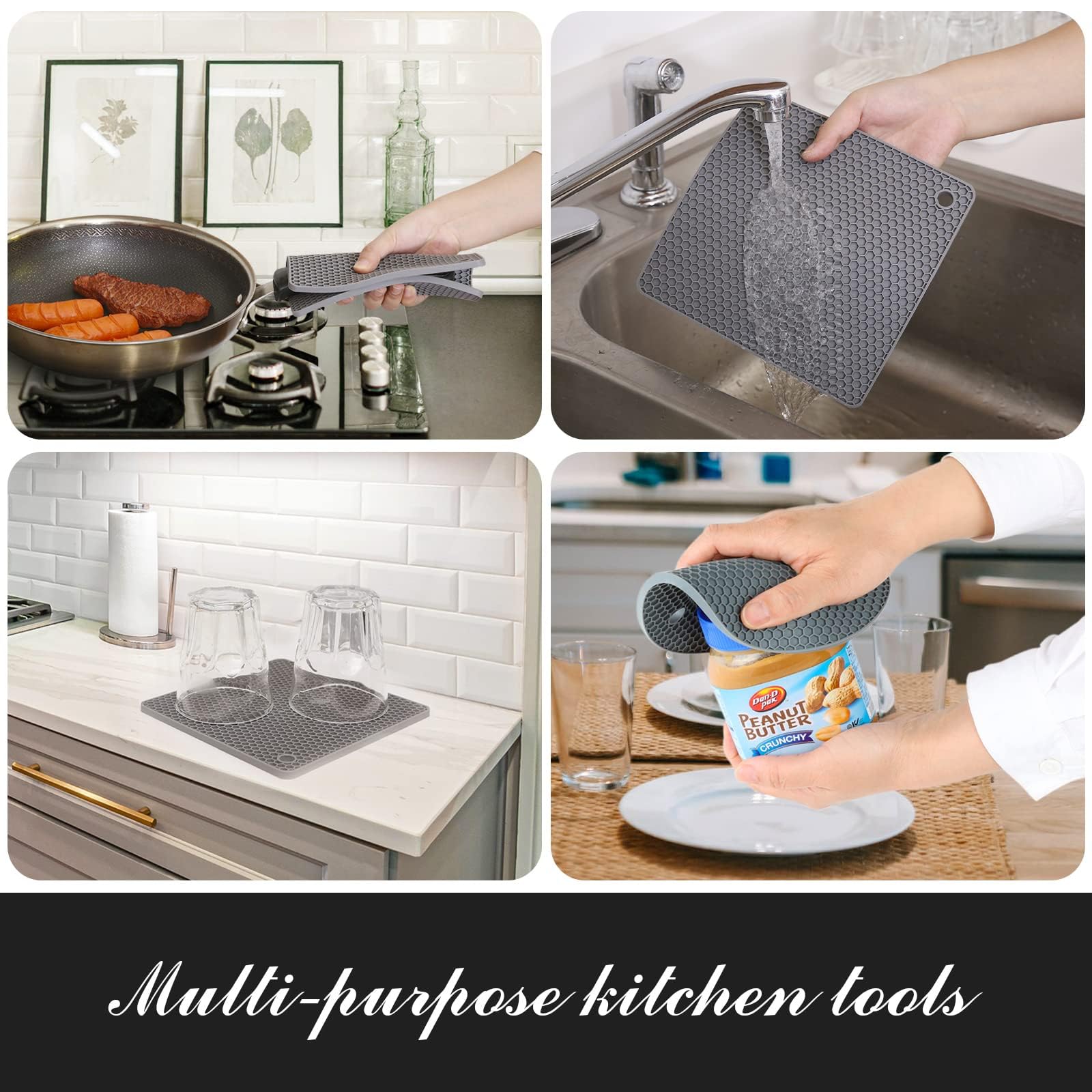 Joyhalo guante silicona negro, diseño resistente para agarrar utensilios.