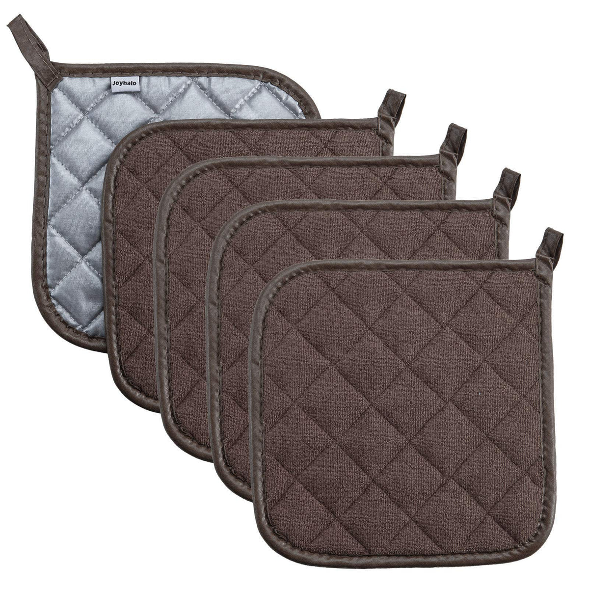 Joyhalo: manoplas de algodón marrón, set de 4 para manipular ollas calientes.
