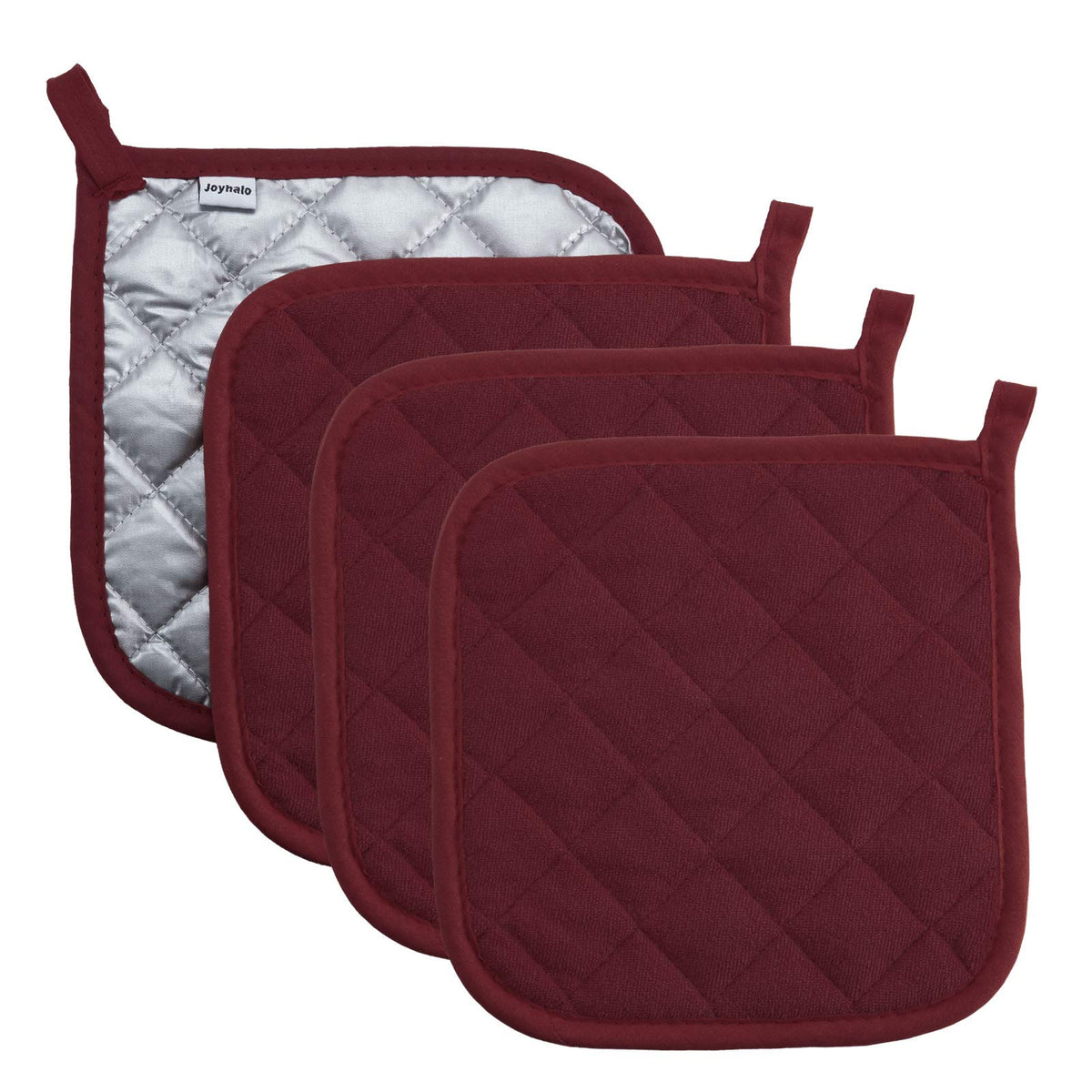 JoyHalo manoplas cocina 4 piezas algodón, resistencia al calor para retirar bandejas.