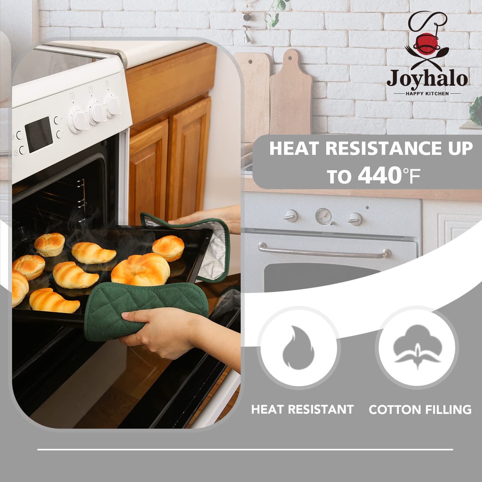 Joyhalo manoplas de cocina con agarre firme para transferir bandejas pesadas.