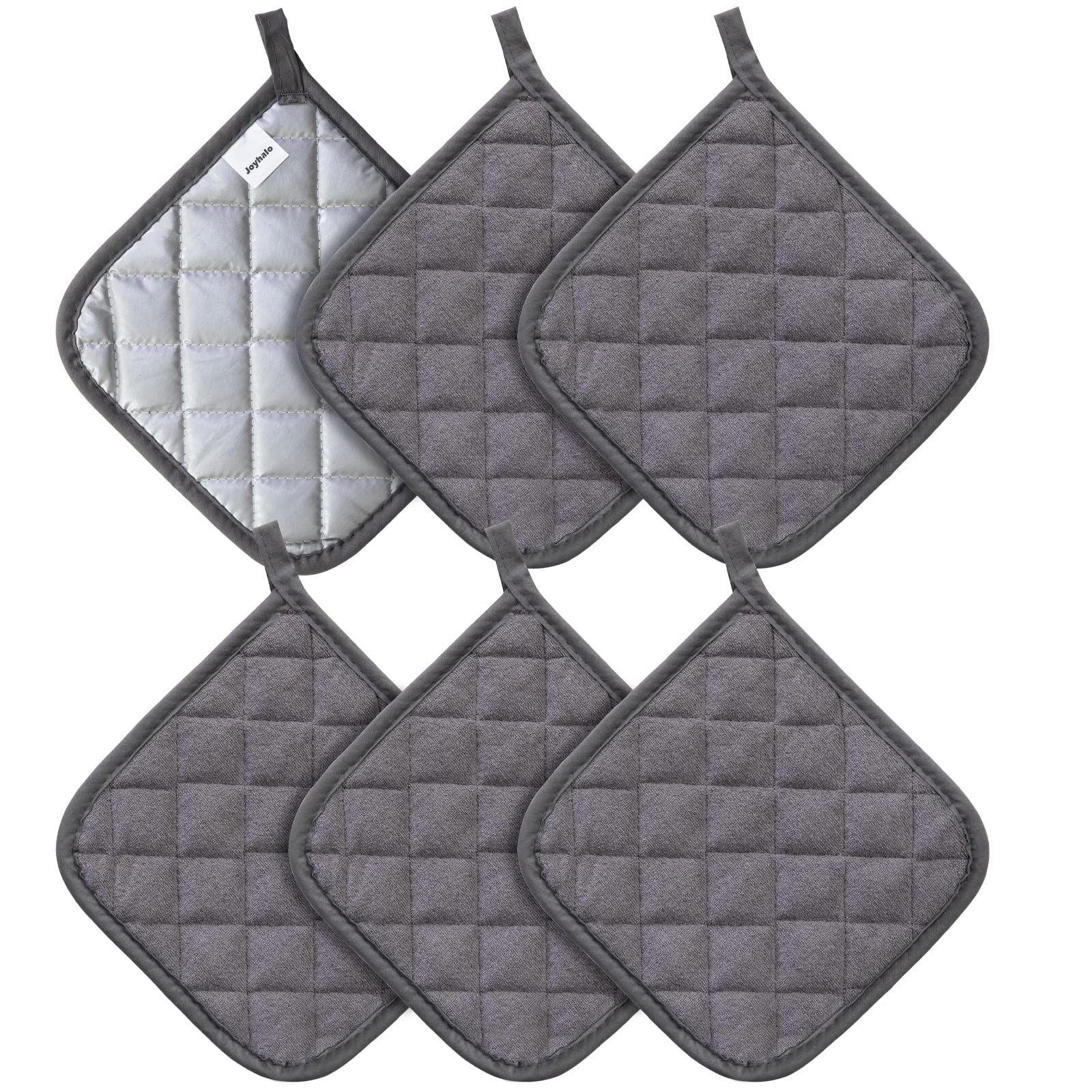 Joyhalo manoplas para ollas en gris oscuro con agarre seguro.