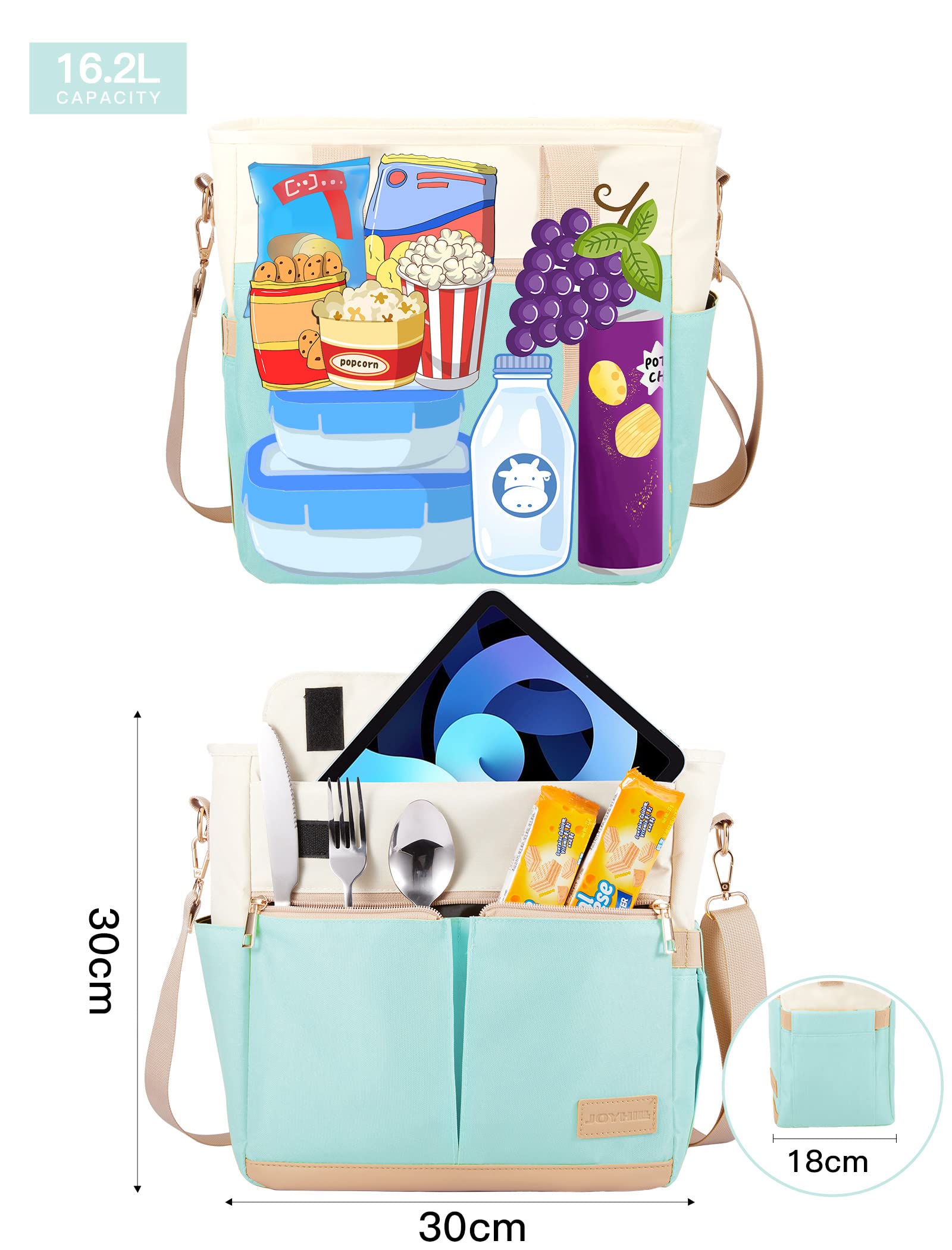JOYHILL bolsa almuerzo con correa de hombro para transporte cómodo