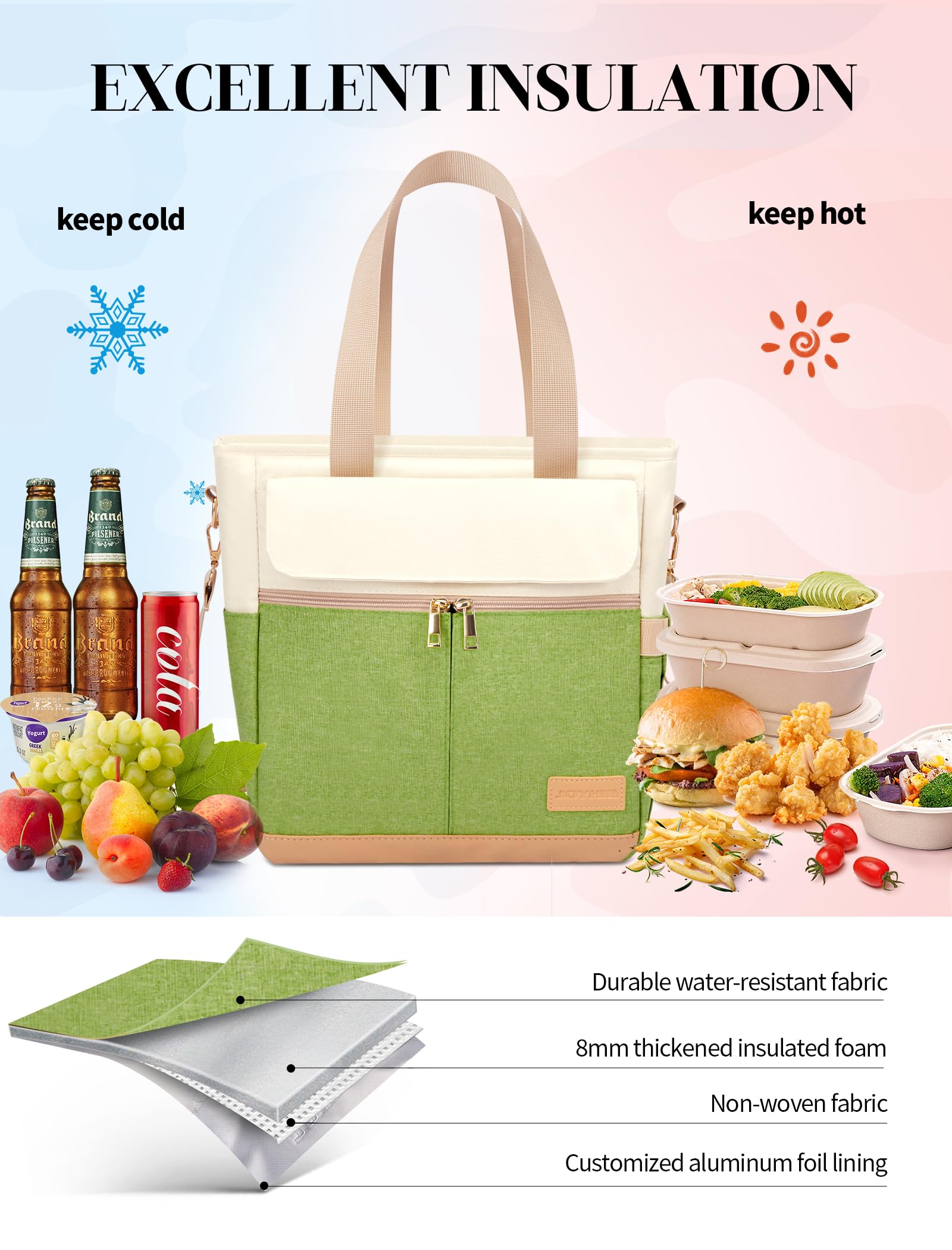 JOYHILL bolsa de almuerzo verde aguacate capacidad 16,2 L para más opciones.