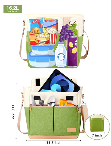 JOYHILL bolsa de almuerzo verde aguacate correa de hombro para transporte cómodo.