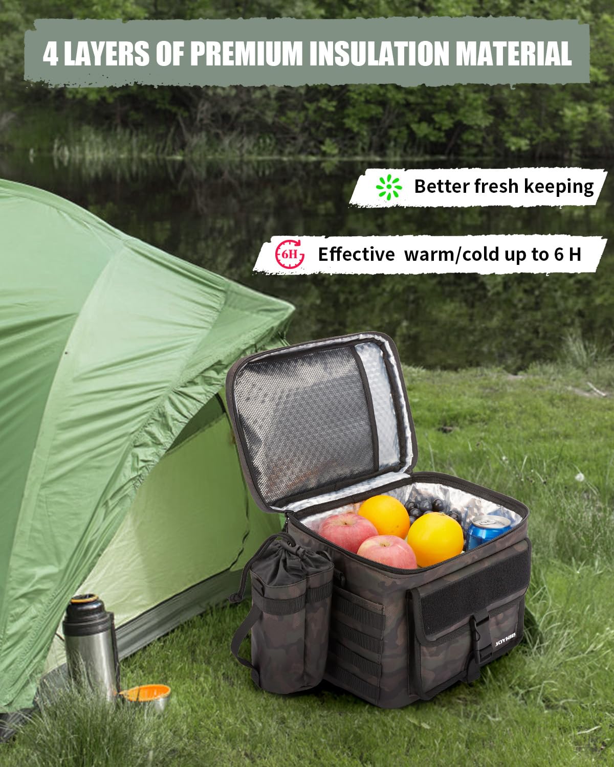 JoyHILL bolsa térmica de 4 capas, mantiene alimentos fríos o calientes durante horas.