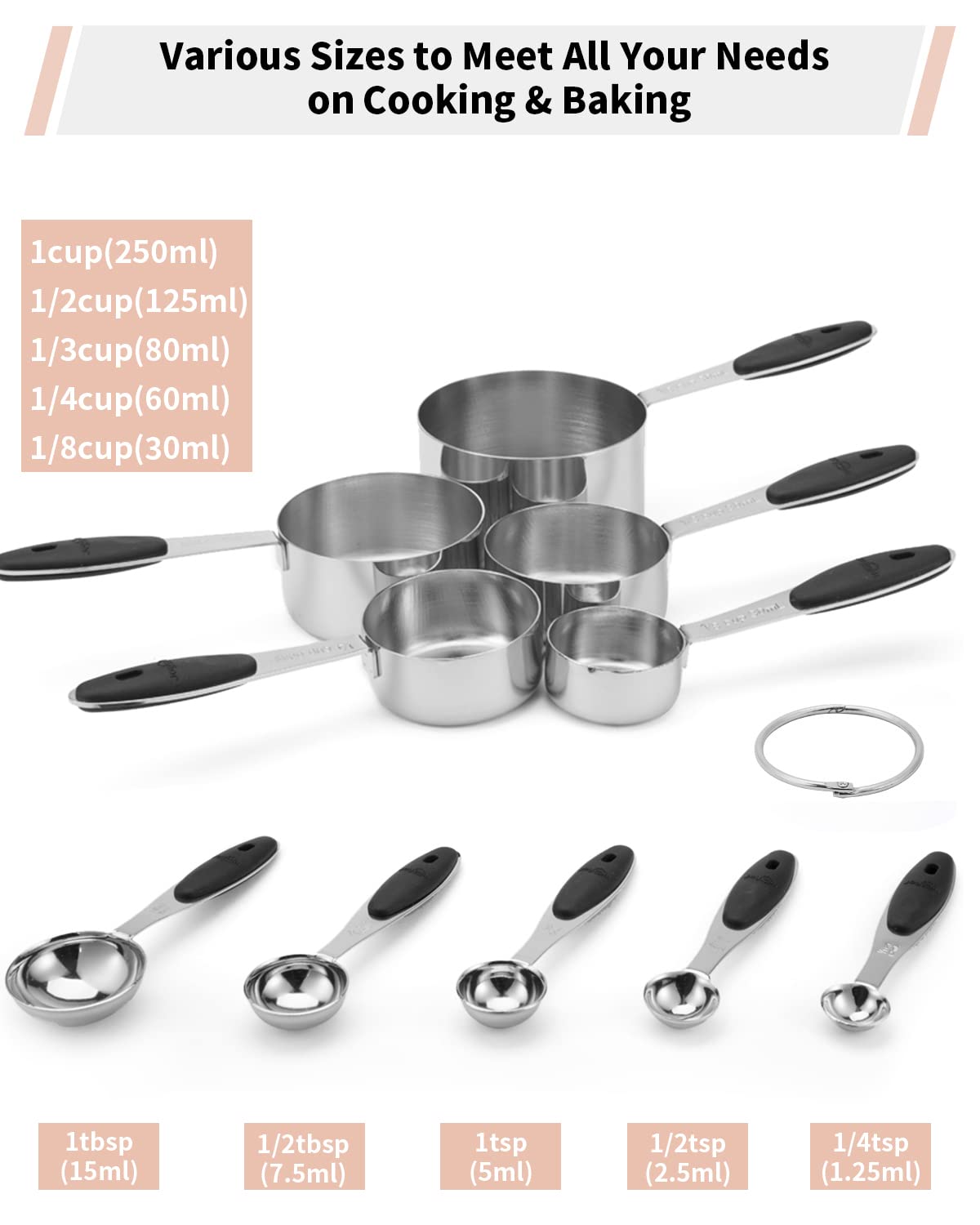 Joyhill tazas de medición apilables, ahorro de espacio en la cocina.