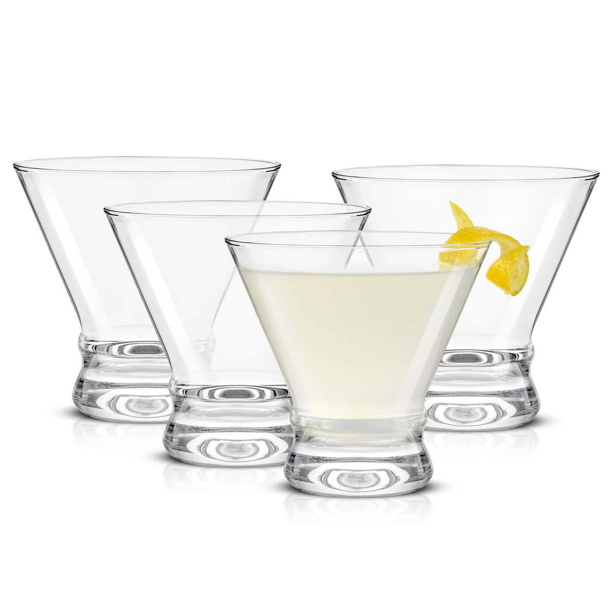 JoyJolt Afina vaso martini sin tallo con base estable para cócteles.