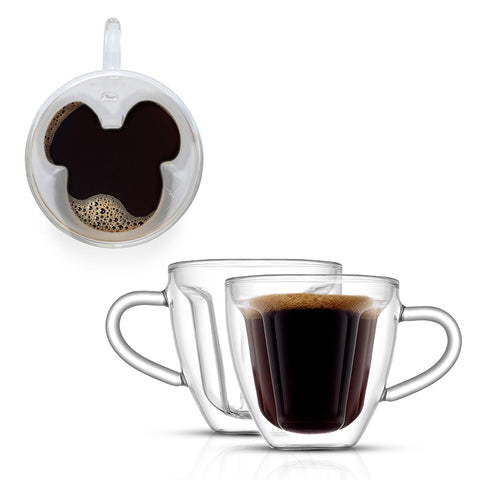 JoyJolt Mickey 3D tazas espresso 2 muestran interior 3D para café más entretenido