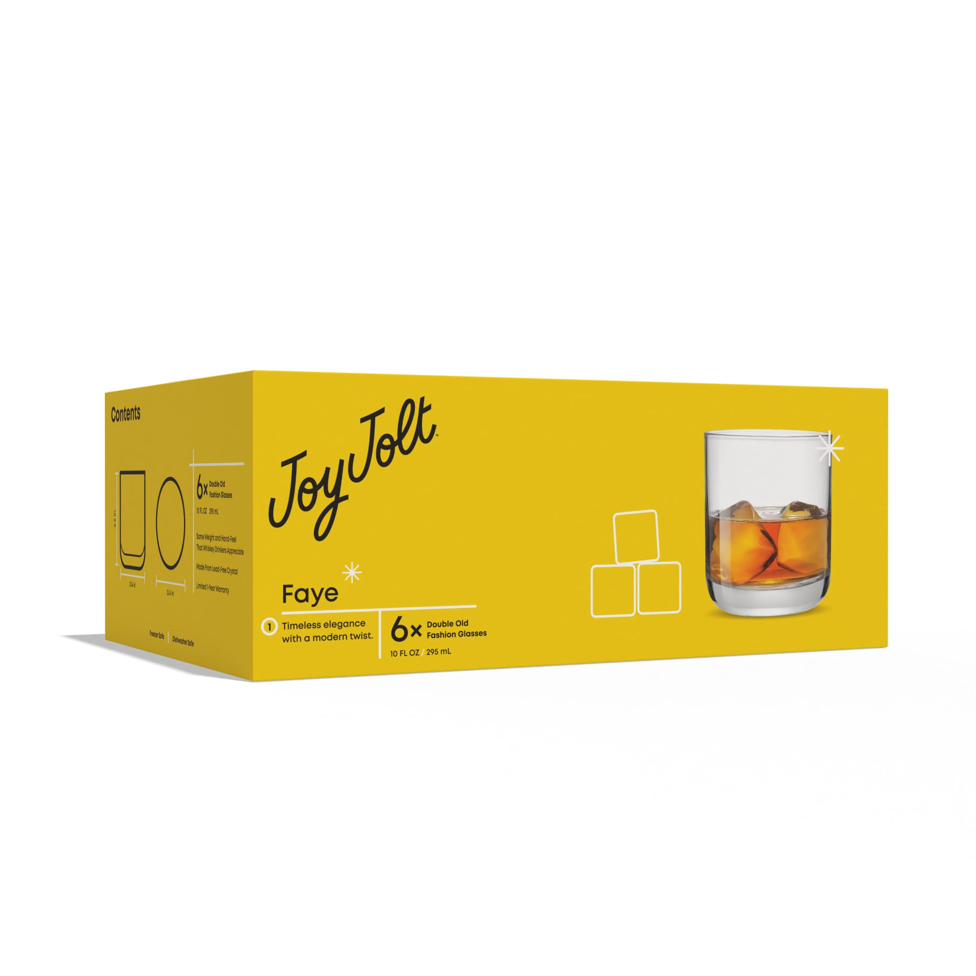 Diseño versátil de JoyJolt Faye para whisky, ginebra o jugos.