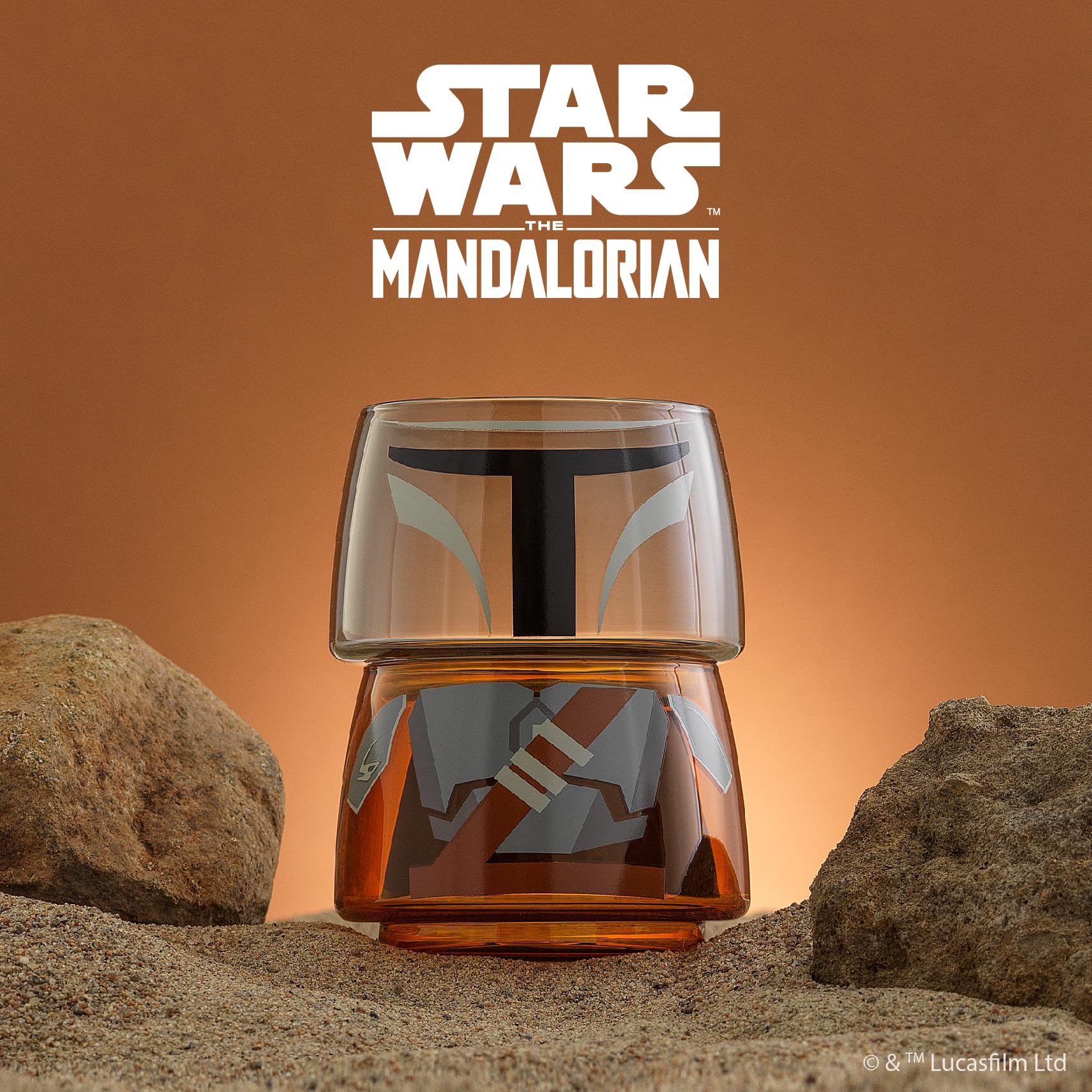 JoyJolt vasos de Guerra de las Galaxias, diseño apilable para estante.