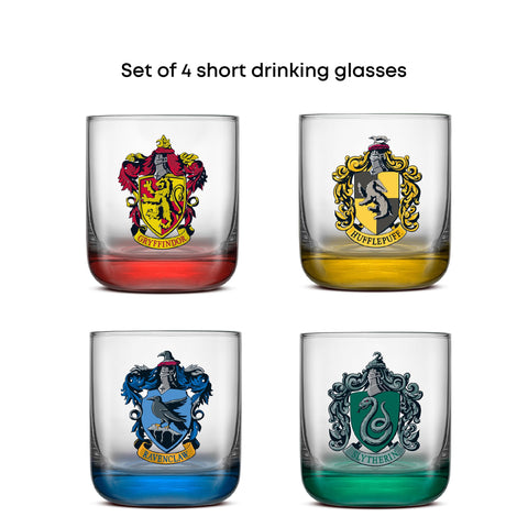 Vaso JoyJolt con base colorida Hufflepuff, cómodo de sostener en cualquier ocasión.