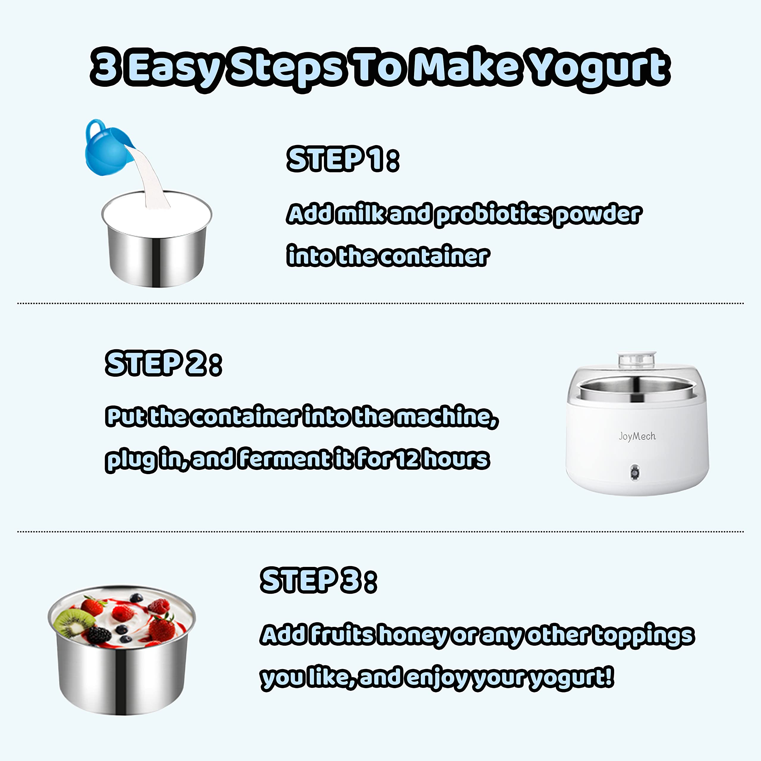 JoyMech Yogur griego casero con textura cremosa para desayunos.