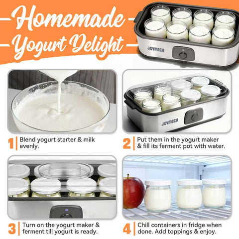 JoyMech Yogurtera control de un toque para yogur espeso o suave