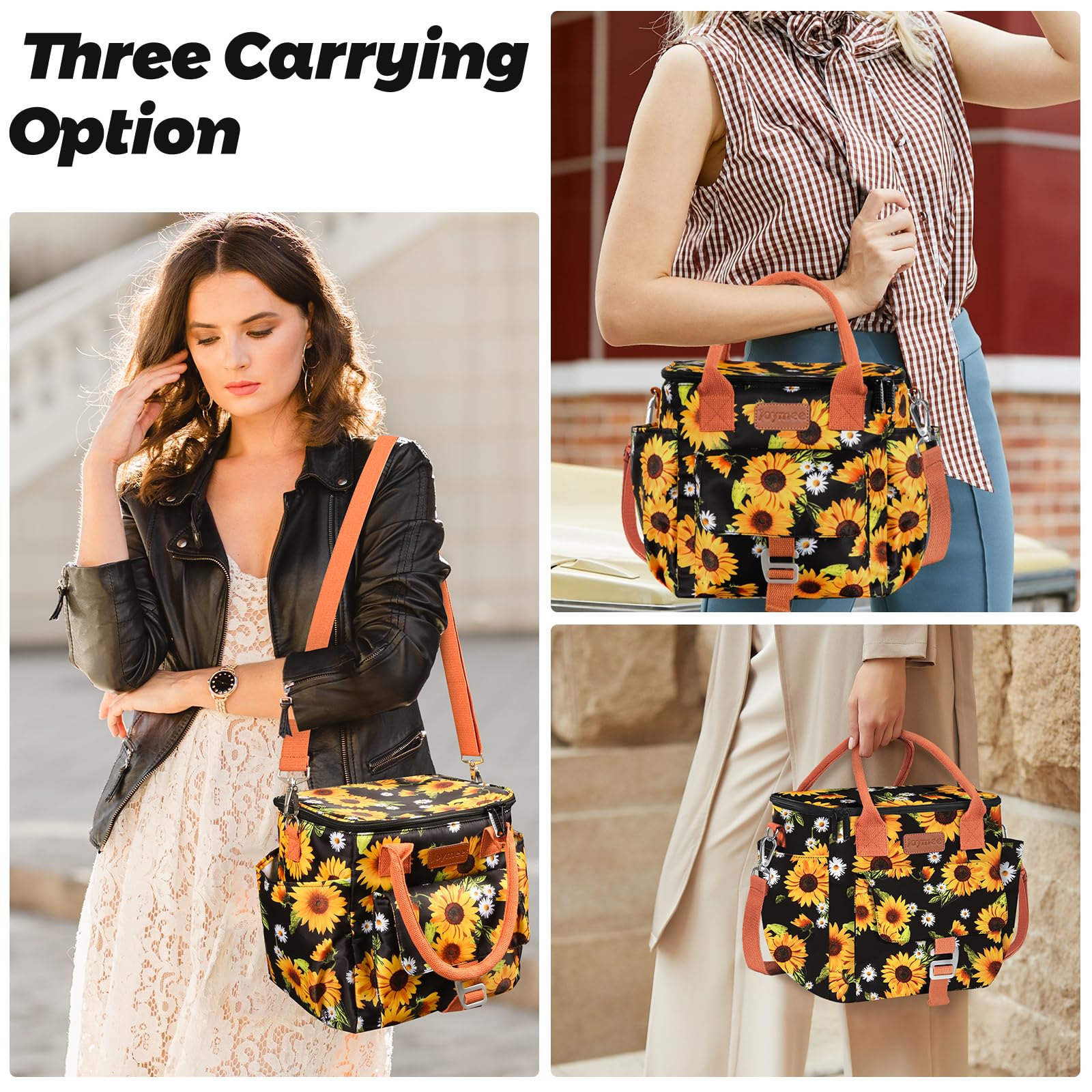 Joymee bolsa de almuerzo con bolsillo frontal para objetos pequeños.