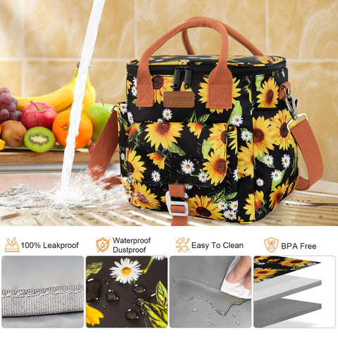Joymee bolsa de almuerzo con bolsillos laterales para botellas.