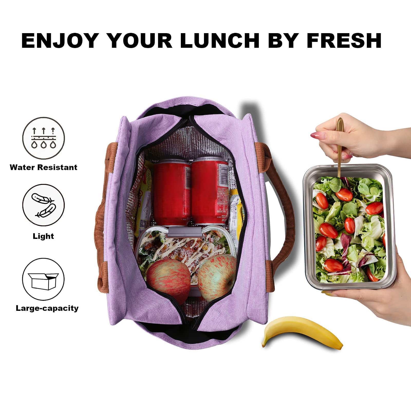 Joymee bolsa con bolsillos laterales para agua o botellas, fácil acceso.