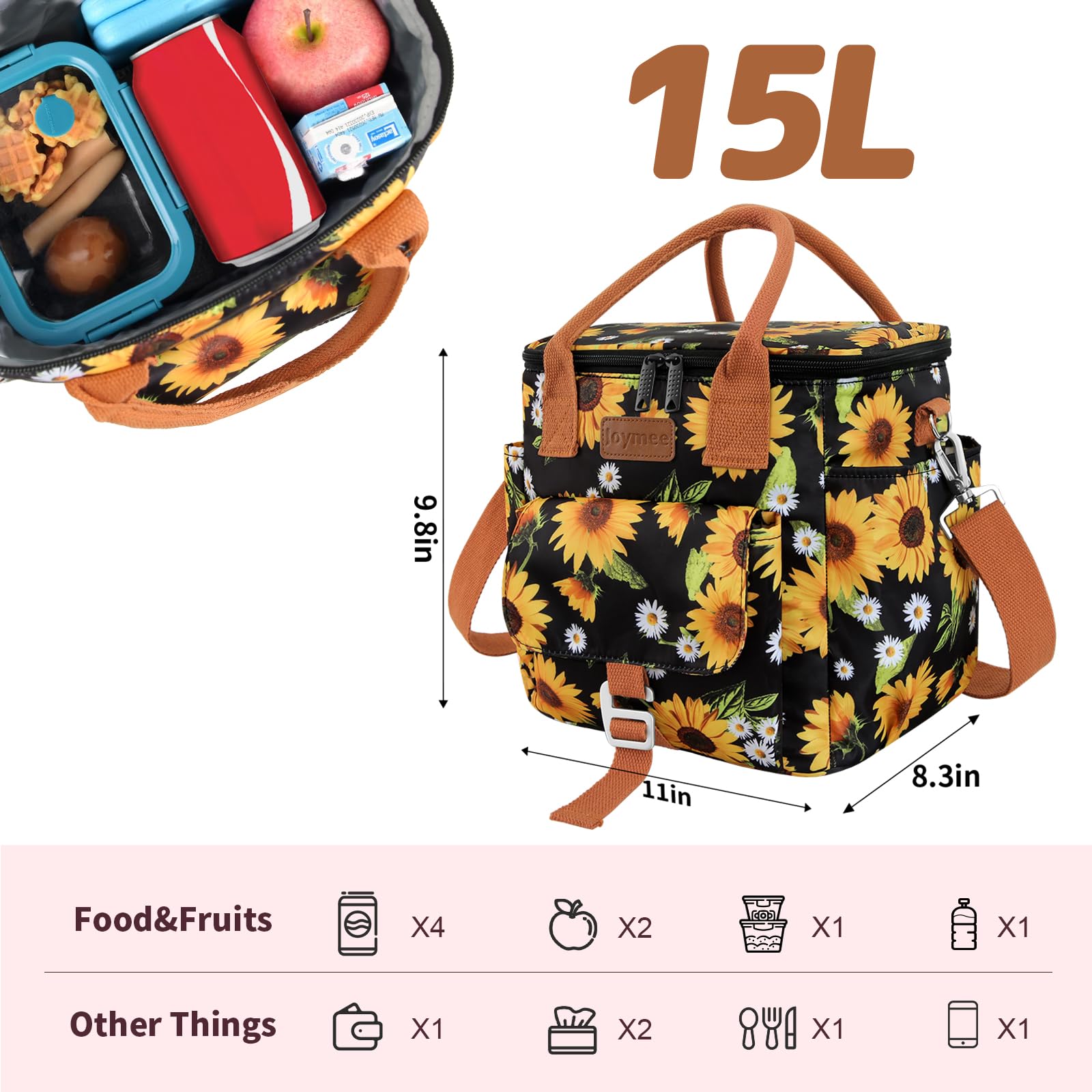 Joymee bolsa de almuerzo con cierre anti-derrame para viajes.