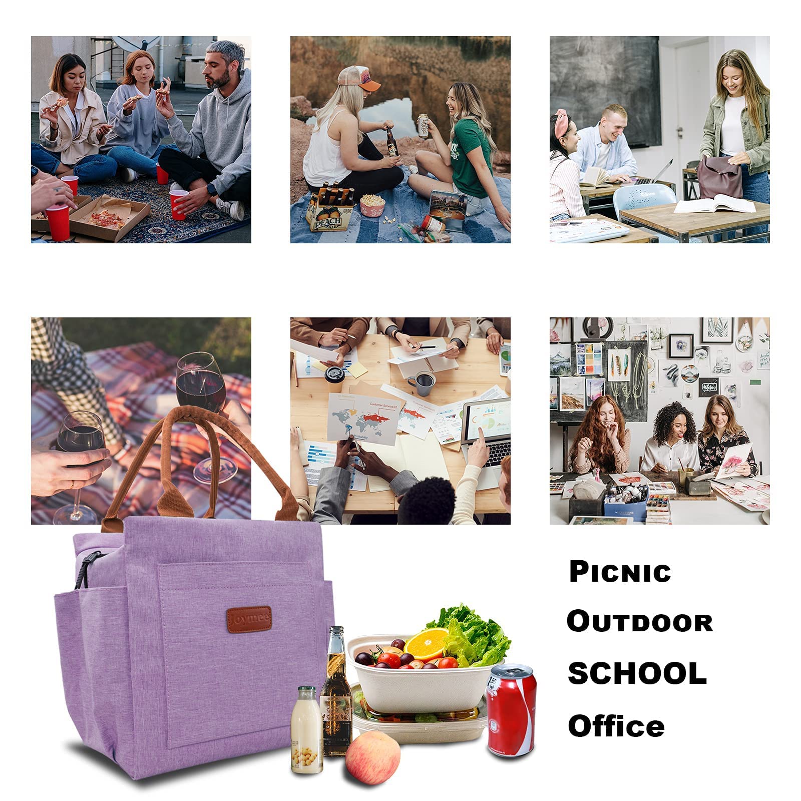 Joymee bolsa aislante para viajes y oficina, ideal para comidas prolongadas.