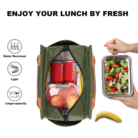 Joymee bolsa de almuerzo diseño cuadrado plegable para facilitar el transporte.
