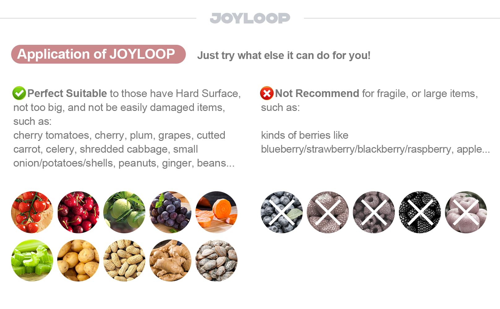 JOYLOOP multipropósito para frutas y verduras, ideal para limpiar antes de preparar ensaladas