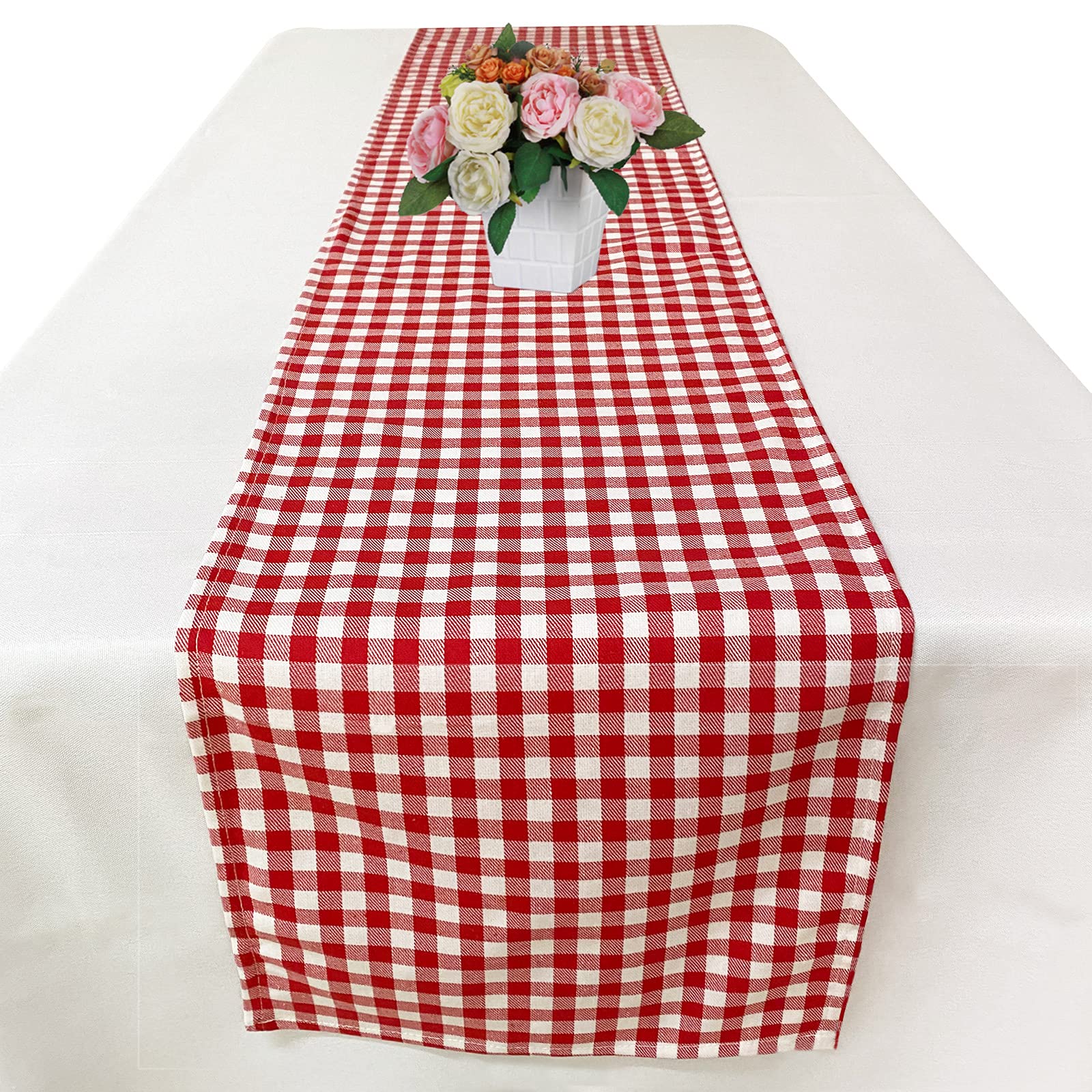 Joysail ruta de mesa patrones de cuadros rojo y blanco 72 pulgadas para cenas.