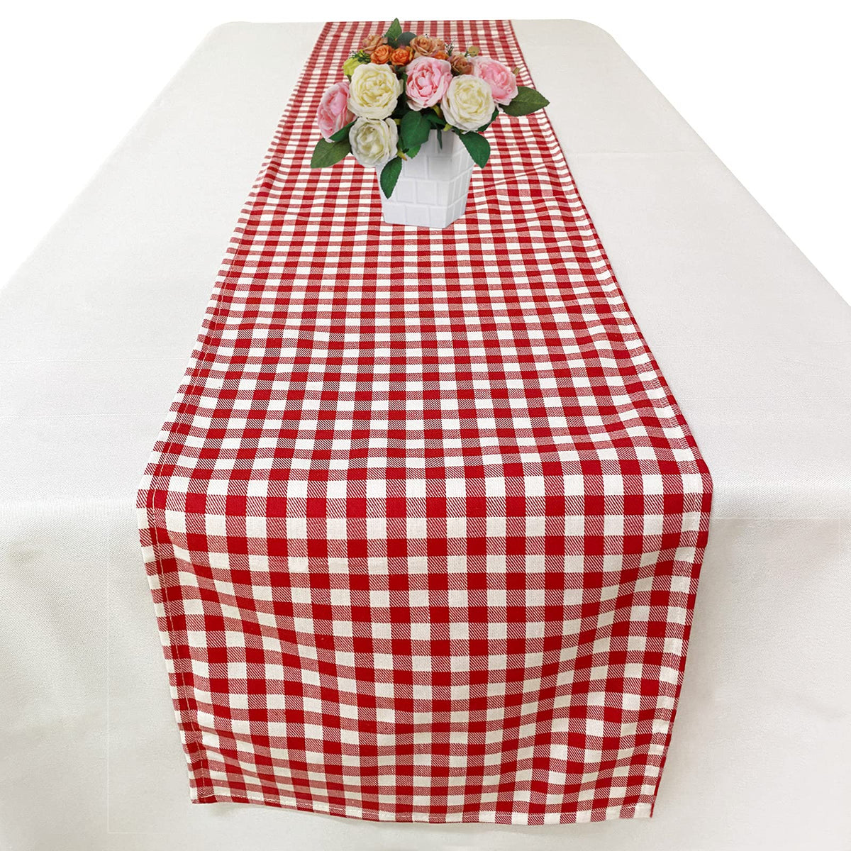 Joysail ruta de mesa patrones de cuadros rojo y blanco 72 pulgadas para cenas.