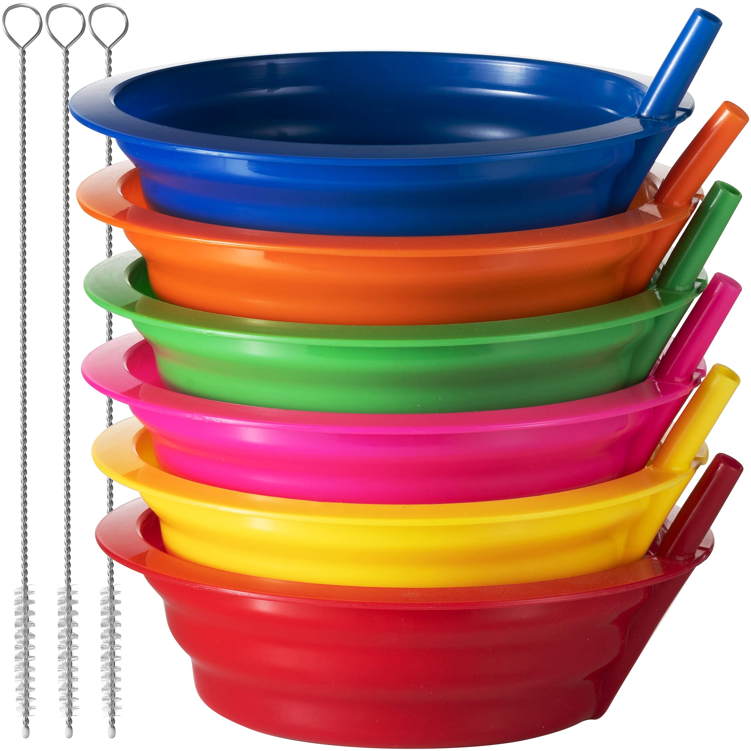 JoyServe tazón de cereal con pajita integrada para comer sin derrames