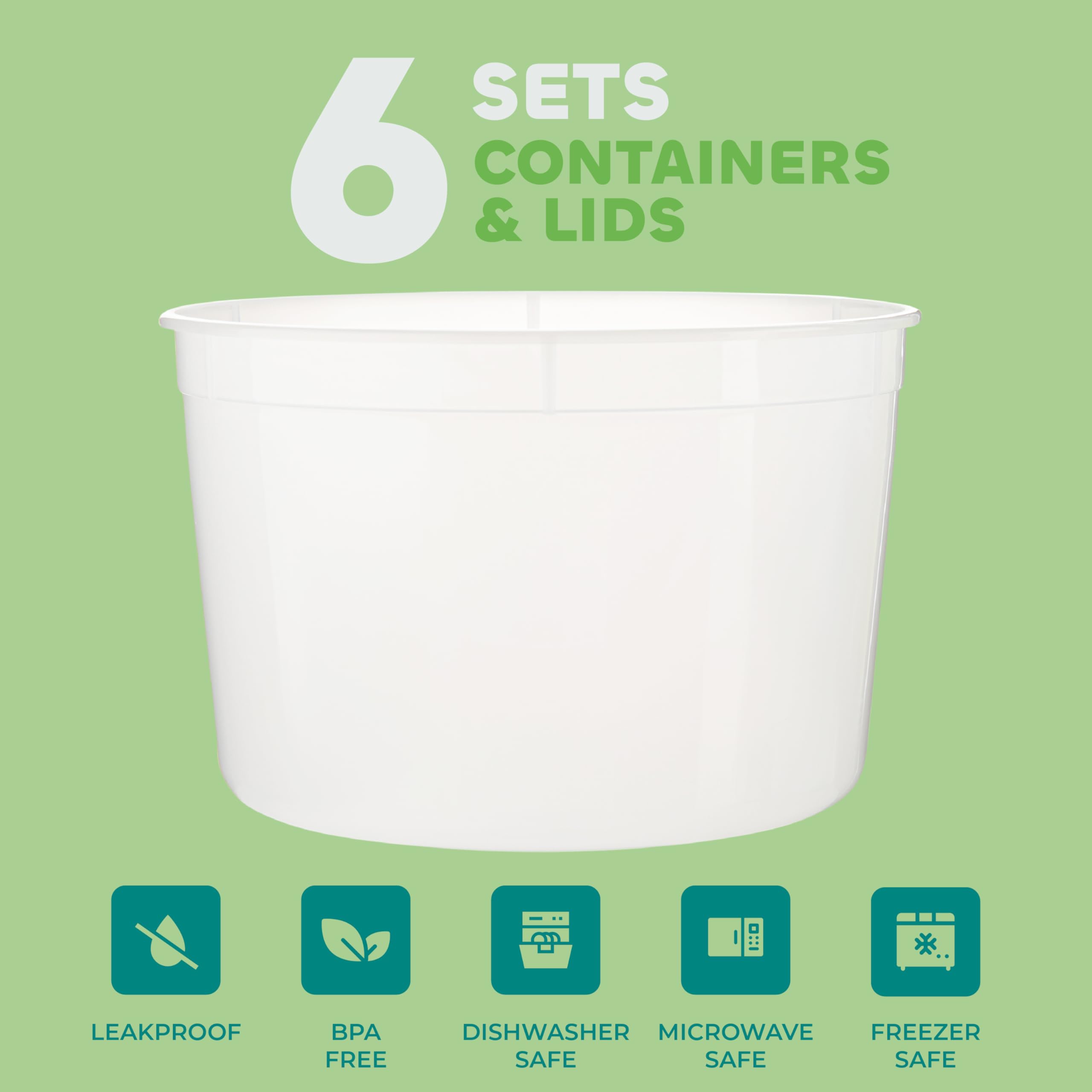 JoyServe, pack de 6 contenedores plásticos de medio galón para porciones semanales