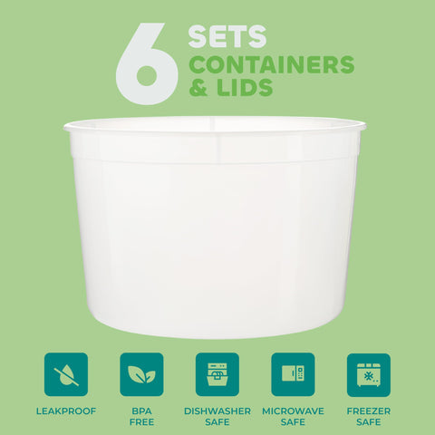 JoyServe, pack de 6 contenedores plásticos de medio galón para porciones semanales